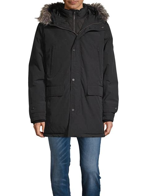 michael kors mens faux fur-trimmed parka|Faux Fur Trim Ciré Belted Parka .